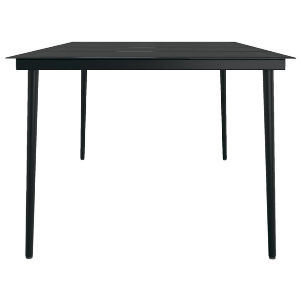 Garden Dining Table Black 200X100x74 Cm Steel And Glass Dining Tables