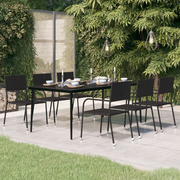 Garden Dining Table Black 200X100x74 Cm Steel And Glass Dining Tables
