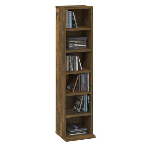 Cd Cabinet Smoked Oak 21X20x88 Cm Engineered Wood Cd & Video Racks