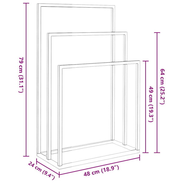 Vidaxl Freestanding Towel Rack Black 48X24x79 Cm Iron Towel Racks