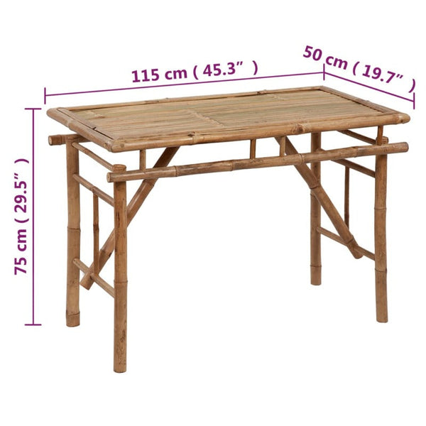 Vidaxl Folding Garden Table 115X50x75 Cm Bamboo Patio & Garden Tables