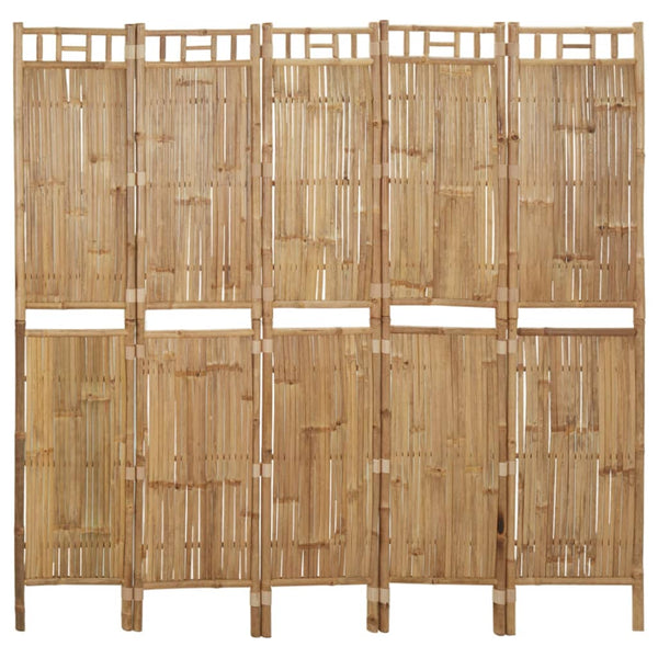 5 Panel Room Divider Bamboo 200X180 Cm Screens & Room Dividers