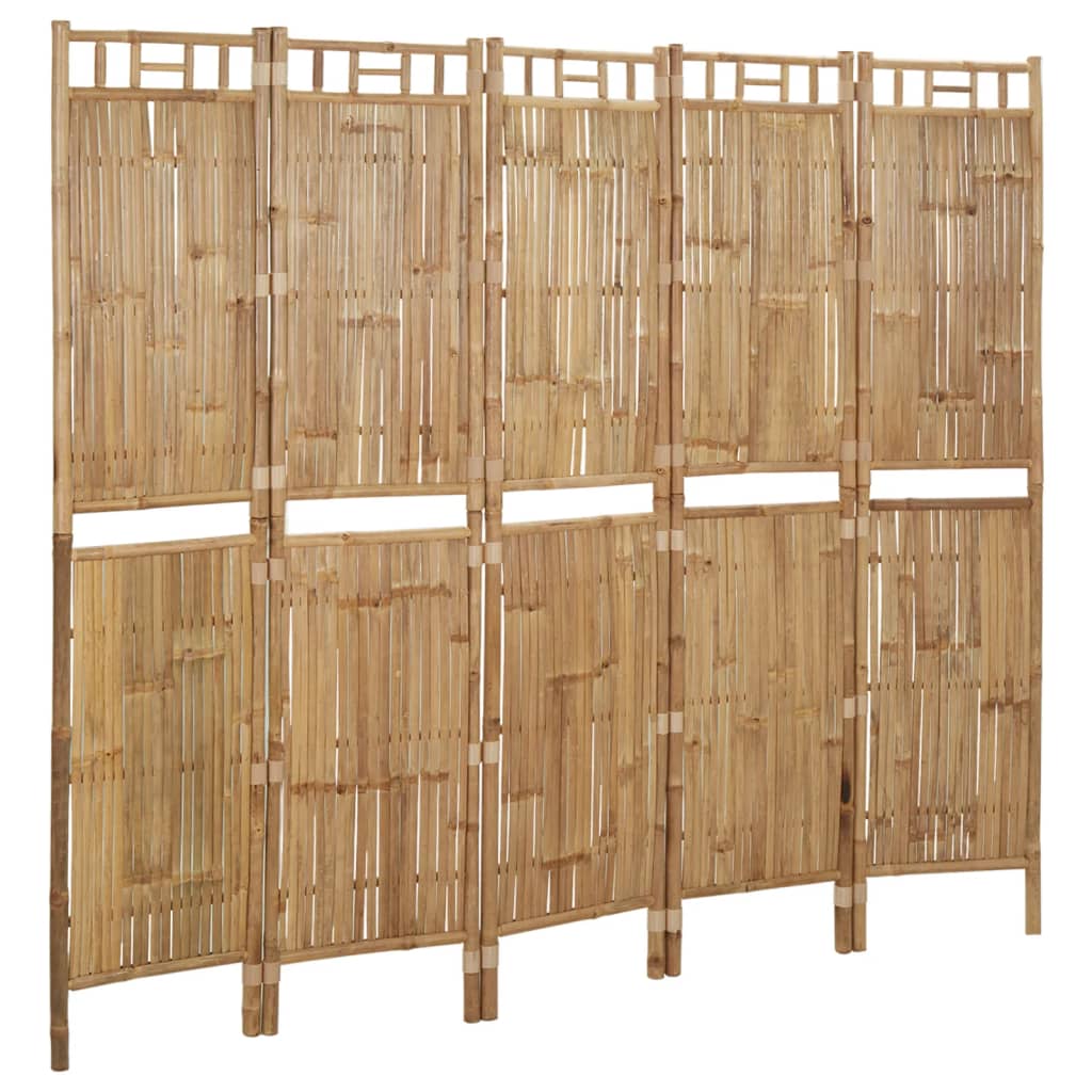 5 Panel Room Divider Bamboo 200X180 Cm Screens & Room Dividers