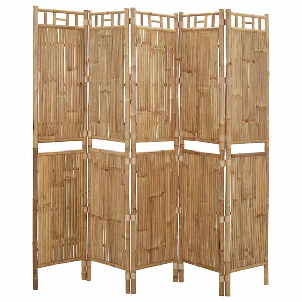 Vidaxl 5 Panel Room Divider Bamboo 200X180 Cm Screens & Room Dividers