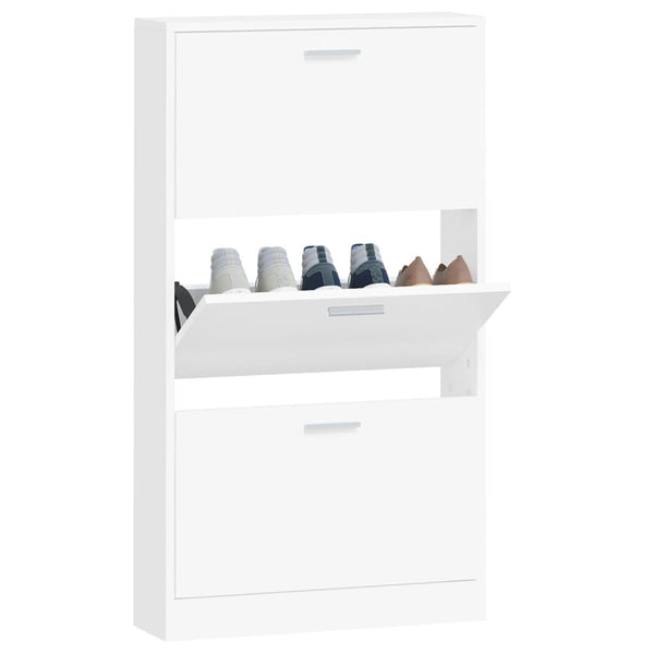 Shoe Cabinet White 59X17x108 Cm Engineered Wood Shoe Cabinets