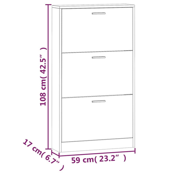 Shoe Cabinet White 59X17x108 Cm Engineered Wood Shoe Cabinets
