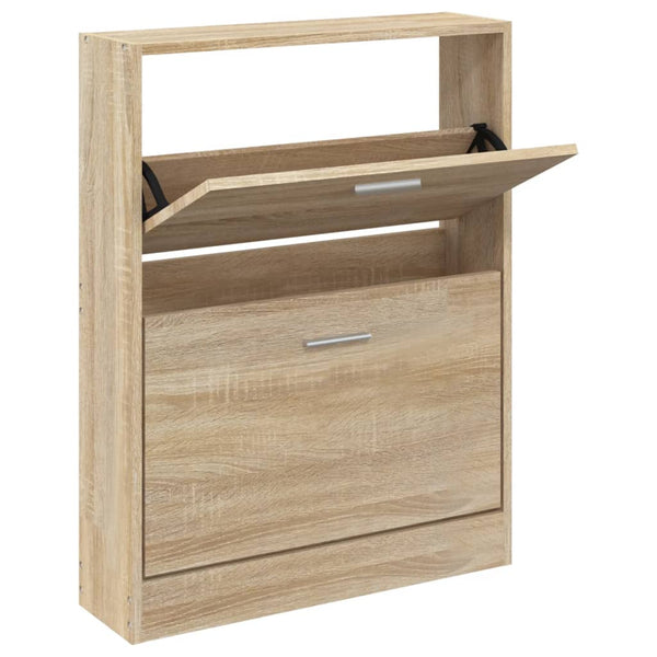 Shoe Cabinet Oak 59X17x81 Cm Engineered Wood Shoe Cabinets