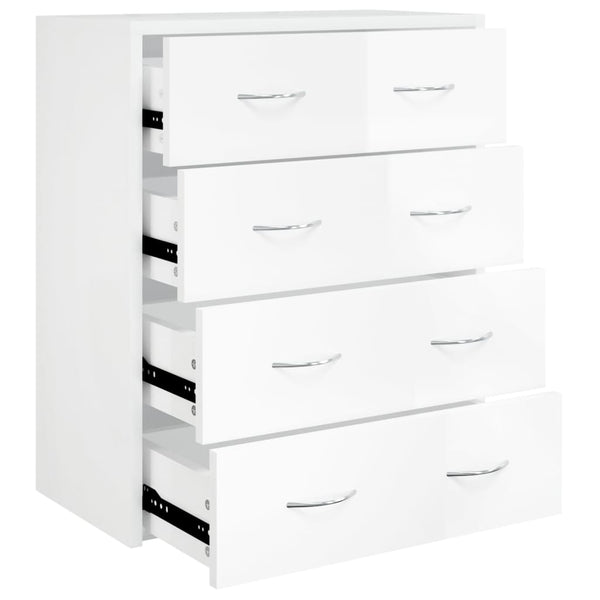 Sideboard With 4 Drawers 60X30.5X71 Cm High Gloss White Sideboards & Buffets