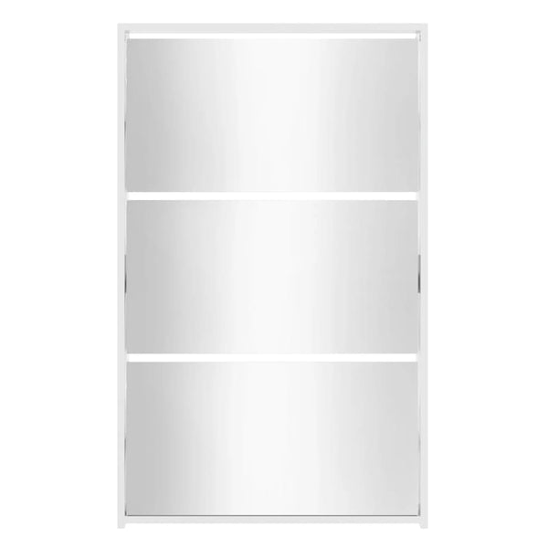 Shoe Cabinet With Mirror 3 Layer High Gloss White 63X17x102.5 Cm Shoe Cabinets