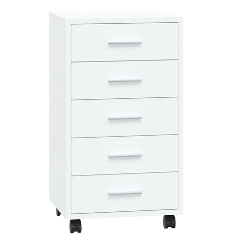Drawer Cabinet With Castors High Gloss White Engineered Wood Cabinets & Cupboards