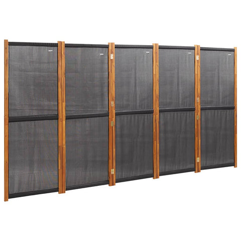 5 Panel Room Divider Black 350X180 Cm Screens & Room Dividers