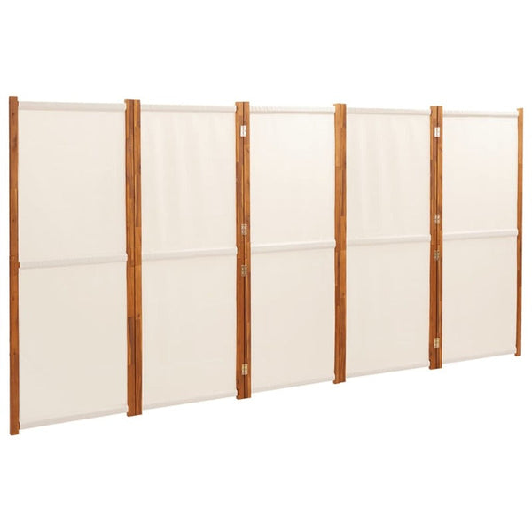 Screens & Room Dividers 5 Panel Room Divider Cream White 350X180 Cm