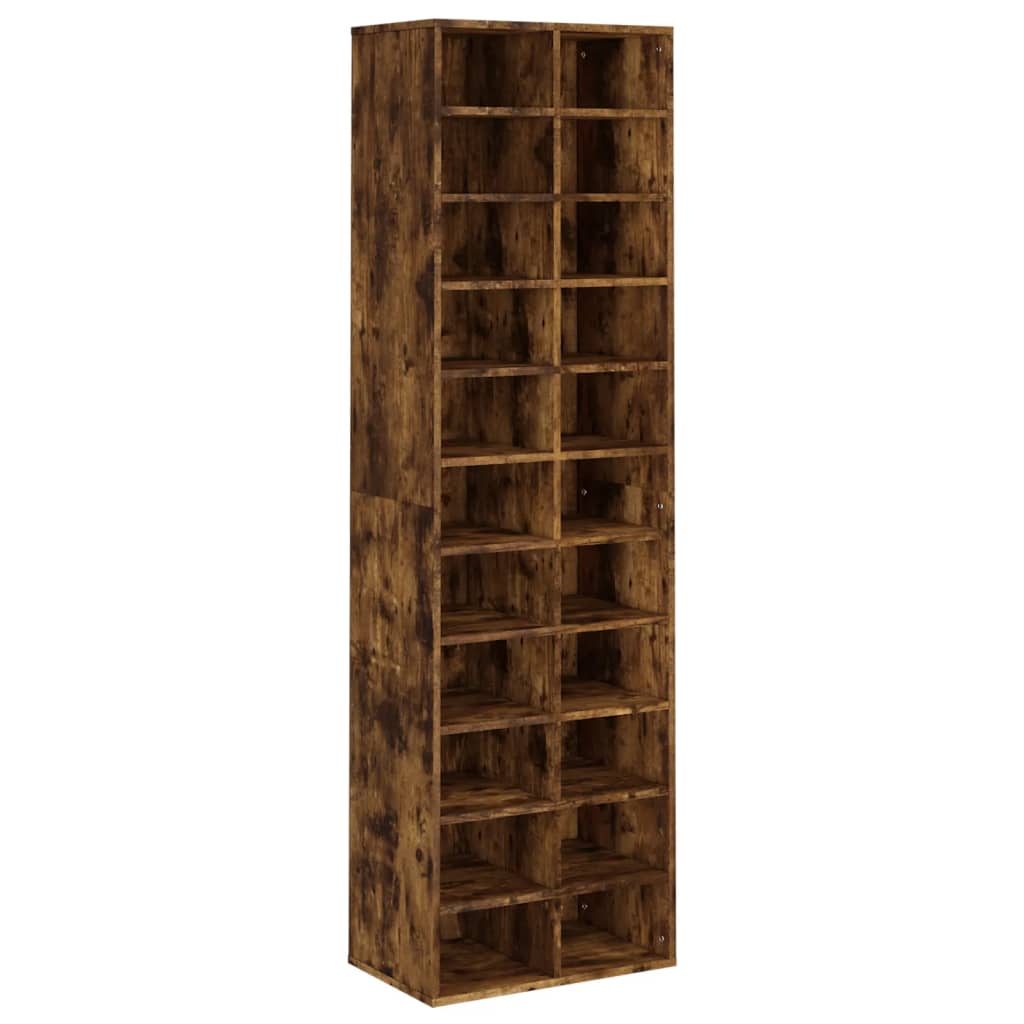 Shoe Cabinet Smoked Oak 54X34x183 Cm Engineered Wood Shoe Cabinets