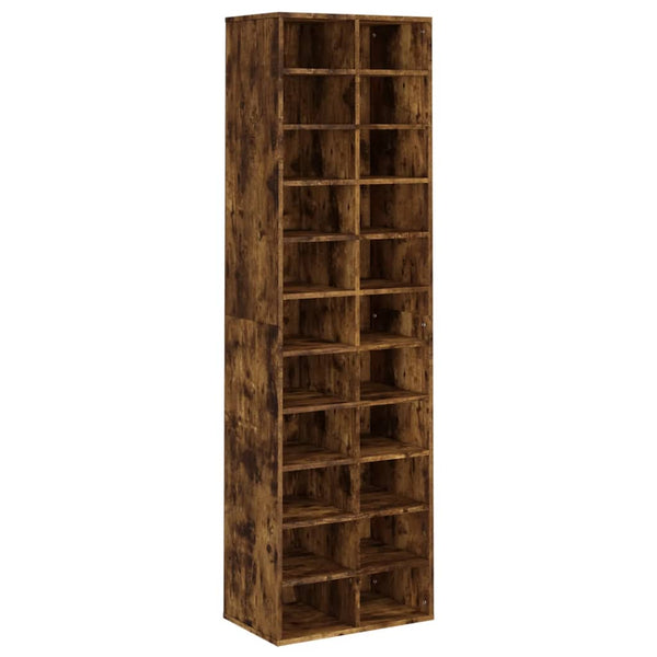 Shoe Cabinet Smoked Oak 54X34x183 Cm Engineered Wood Shoe Cabinets
