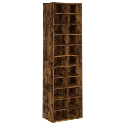 Shoe Cabinet Smoked Oak 54X34x183 Cm Engineered Wood Shoe Cabinets