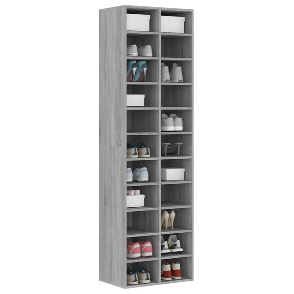 Shoe Cabinet Grey Sonoma 54X34x183 Cm Engineered Wood Shoe Cabinets
