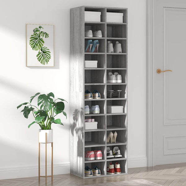 Shoe Cabinet Grey Sonoma 54X34x183 Cm Engineered Wood Shoe Cabinets