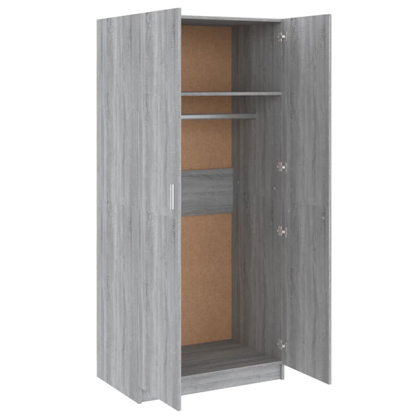 Vidaxl Wardrobe Grey Sonoma 80X52x180 Cm Engineered Wood Wardrobes