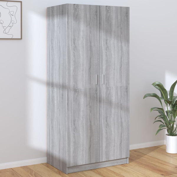 Wardrobe Grey Sonoma 80X52x180 Cm Engineered Wood Wardrobes