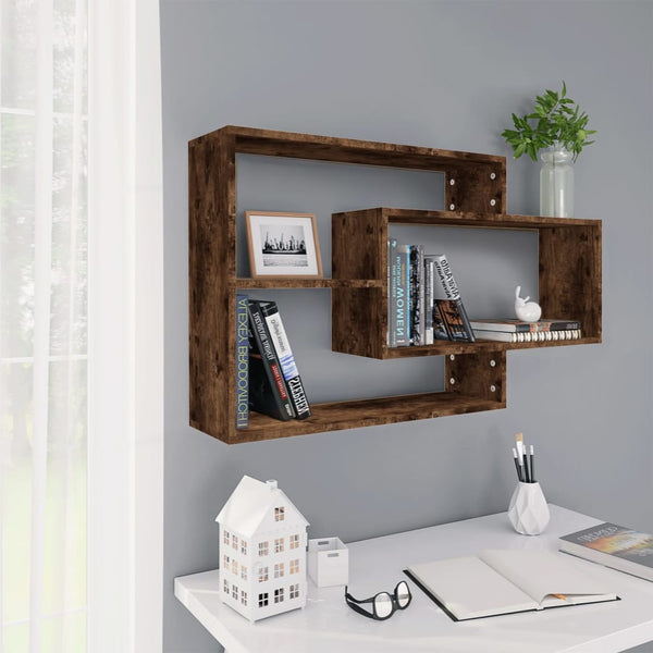 Wall Shelf Smoked Oak 104X20x58.5 Cm Engineered Wood Wall Shelves