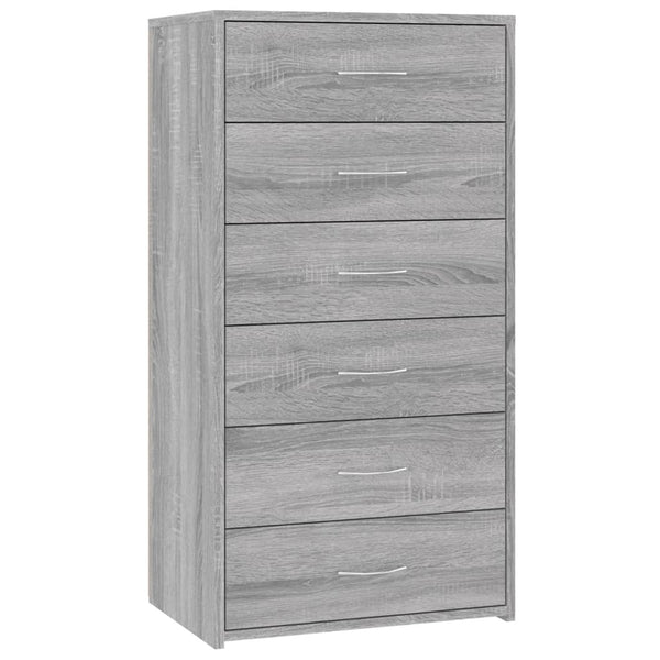 Vidaxl Sideboard With 6 Drawers Grey Sonoma 50X34x96 Cm Engineered Wood Sideboards & Buffets