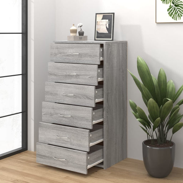 Vidaxl Sideboard With 6 Drawers Grey Sonoma 50X34x96 Cm Engineered Wood Sideboards & Buffets