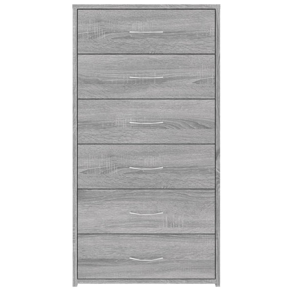 Vidaxl Sideboard With 6 Drawers Grey Sonoma 50X34x96 Cm Engineered Wood Sideboards & Buffets
