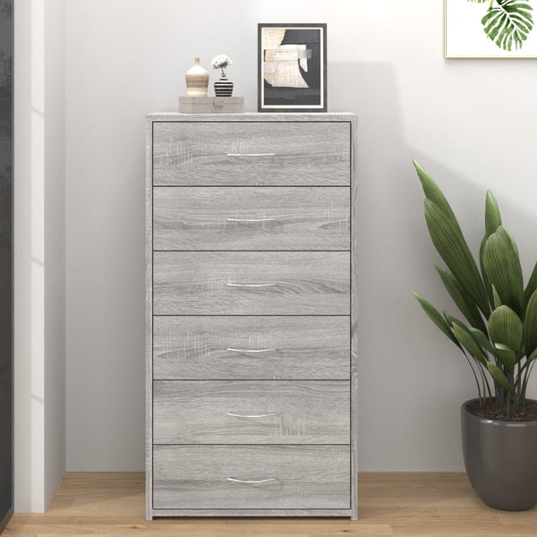 Vidaxl Sideboard With 6 Drawers Grey Sonoma 50X34x96 Cm Engineered Wood Sideboards & Buffets