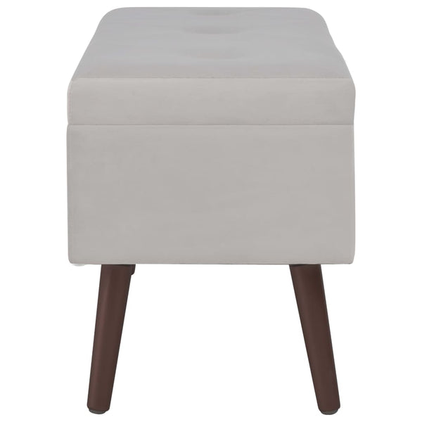 Bench With Storage Compartment Grey 80 Cm Velvet Benches