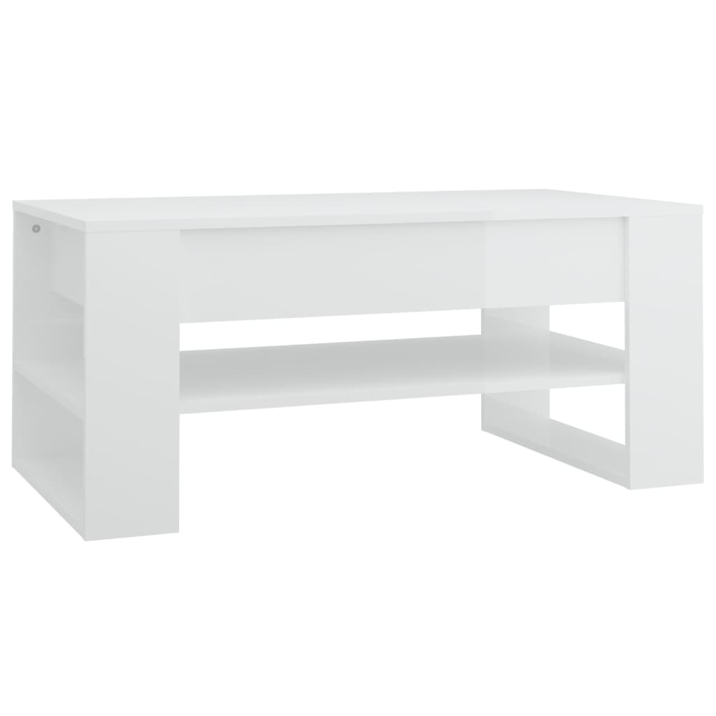 Coffee Table High Gloss White 102X55x45 Cm Engineered Wood Coffee Tables