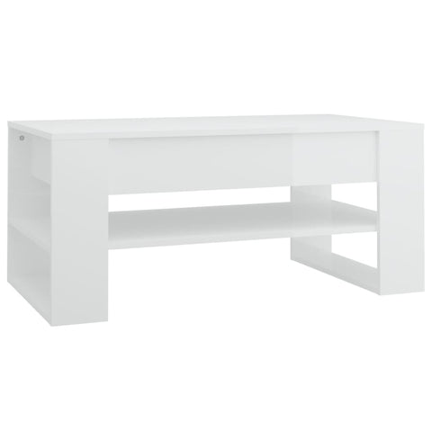 Coffee Table High Gloss White 102X55x45 Cm Engineered Wood Coffee Tables