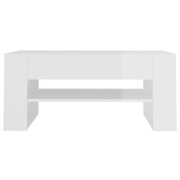 Coffee Table High Gloss White 102X55x45 Cm Engineered Wood Coffee Tables