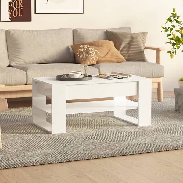 Coffee Table High Gloss White 102X55x45 Cm Engineered Wood Coffee Tables