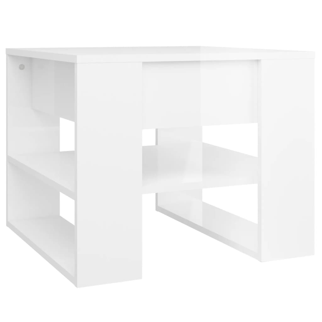 Coffee Table High Gloss White 55.5X55x45 Cm Engineered Wood Coffee Tables