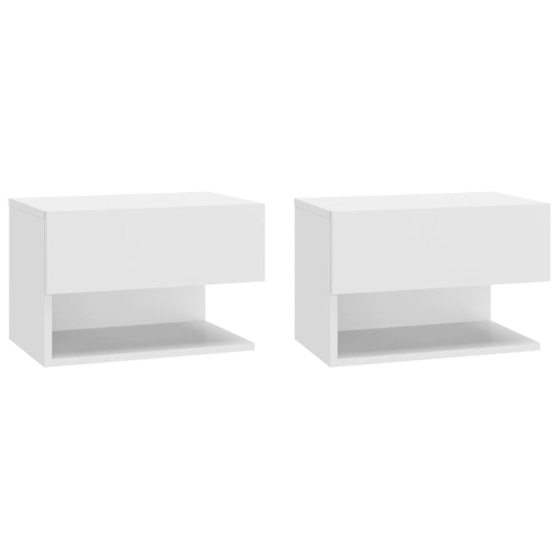 Bedside Tables Wall Mounted Bedside Cabinets 2 Pcs White