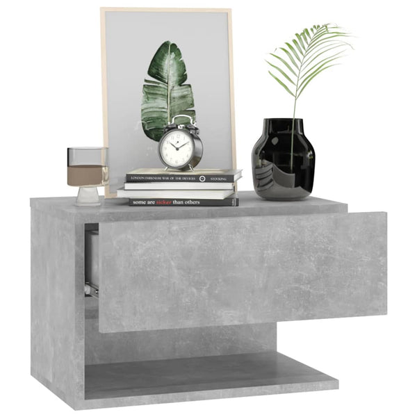 Wall Mounted Bedside Cabinet Concrete Grey Cabinets & Cupboards