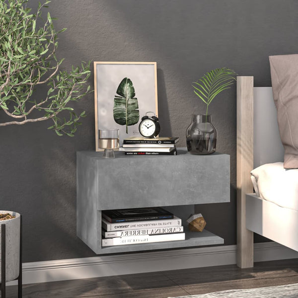 Wall Mounted Bedside Cabinet Concrete Grey Cabinets & Cupboards