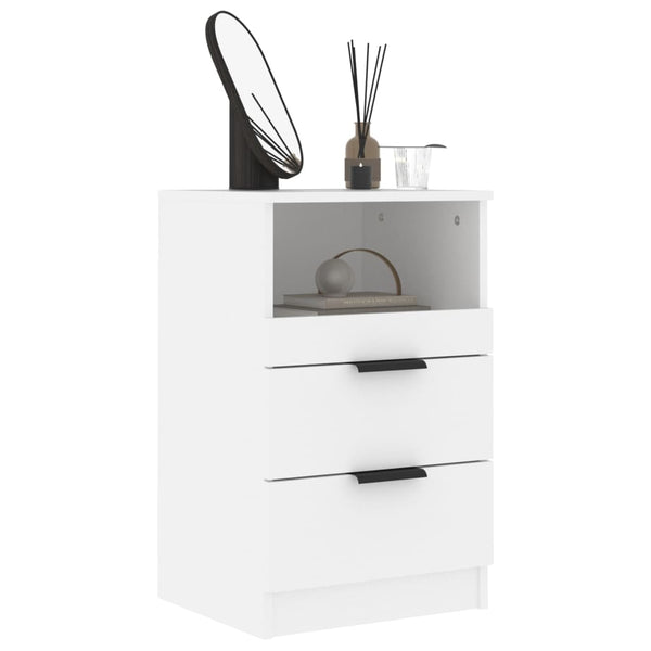 Bedside Cabinet White Engineered Wood Bedside Tables