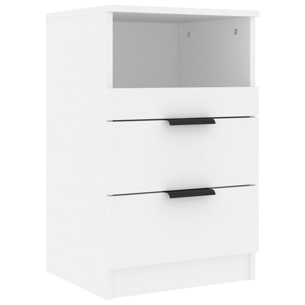 Bedside Cabinets 2 Pcs White Engineered Wood Bedside Tables