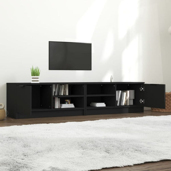 Tv Cabinets 2 Pcs Black 80X35x36.5 Cm Engineered Wood