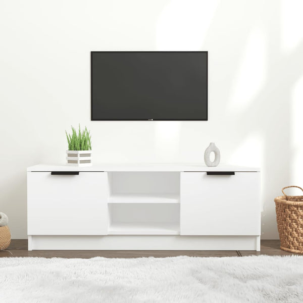 Tv Cabinet White 102X35x36.5 Cm Engineered Wood Tv Stands & Entertainment Units