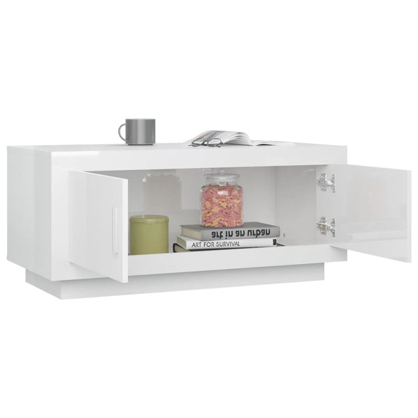 Coffee Table High Gloss White 102X50x45 Cm Engineered Wood Coffee Tables