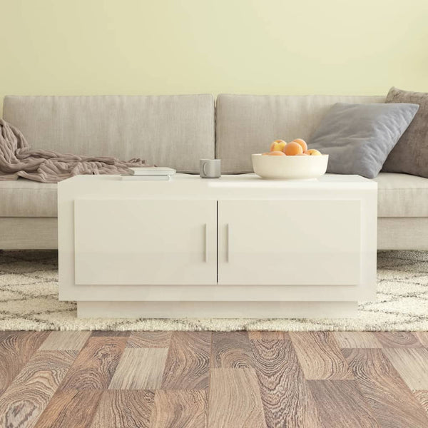 Coffee Table High Gloss White 102X50x45 Cm Engineered Wood Coffee Tables