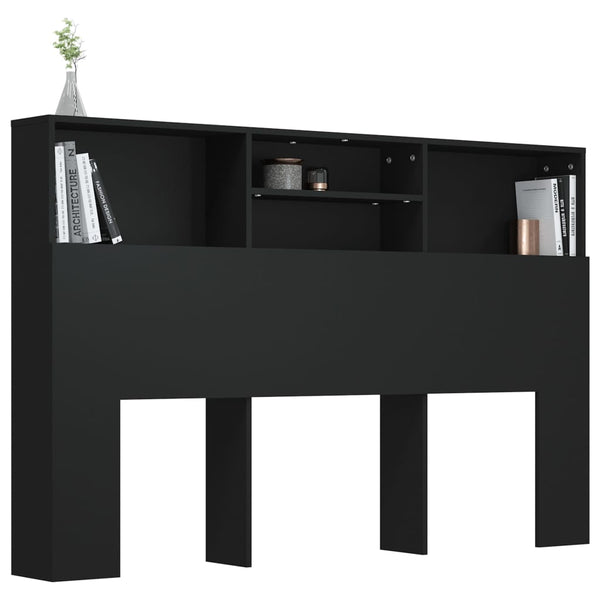 Headboard Cabinet Black 160X19x103.5 Cm Headboards & Footboards