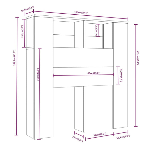 Headboard Cabinet White 100X18.5X104.5 Cm Headboards & Footboards