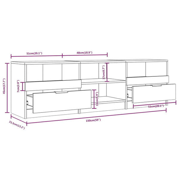 Tv Cabinet Grey Sonoma 150X33.5X45 Cm Engineered Wood Tv Stands & Entertainment Units