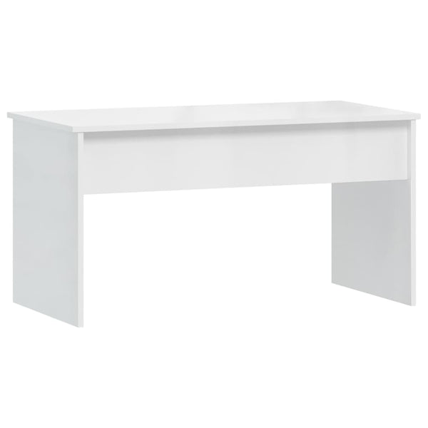 Coffee Table High Gloss White 102X50.5X52.5 Cm Engineered Wood Coffee Tables