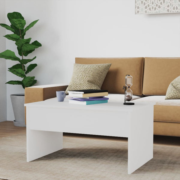 Coffee Table High Gloss White 80X50.5X41.5 Cm Engineered Wood Coffee Tables