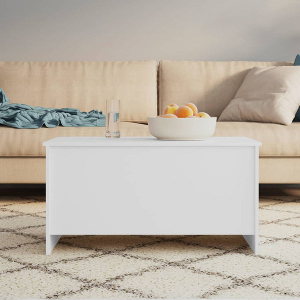Coffee Table White 102X55.5X52.5 Cm Engineered Wood Coffee Tables