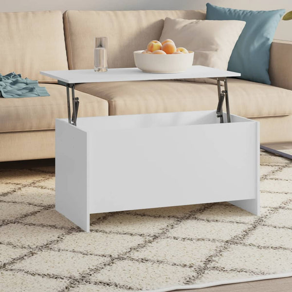 Coffee Table White 102X55.5X52.5 Cm Engineered Wood Coffee Tables
